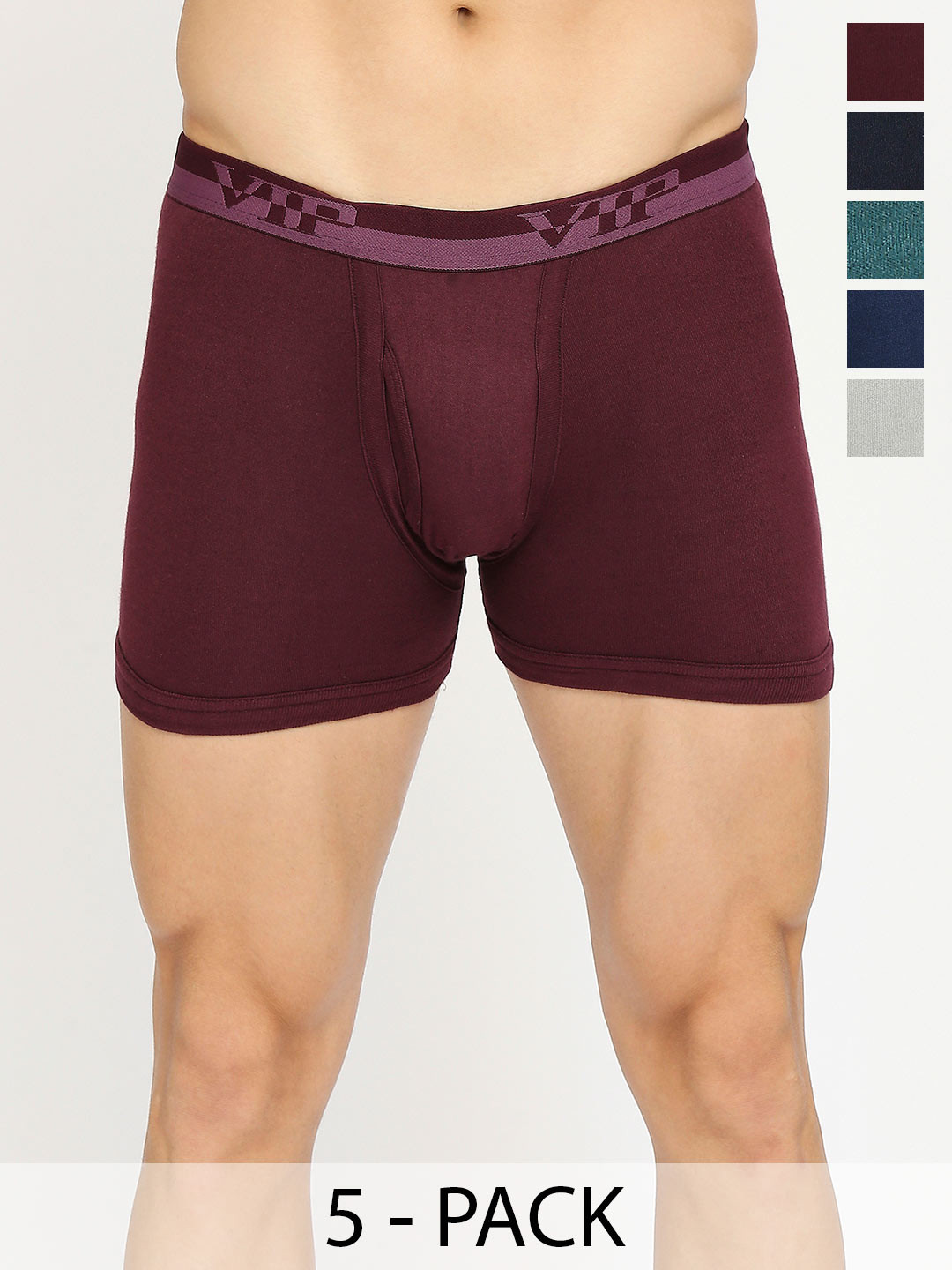 

VIP Pack Of 5 Assorted Snug Fit Pure Cotton Trunks VP-MI-TR-ULTRA-10P-PO5-110