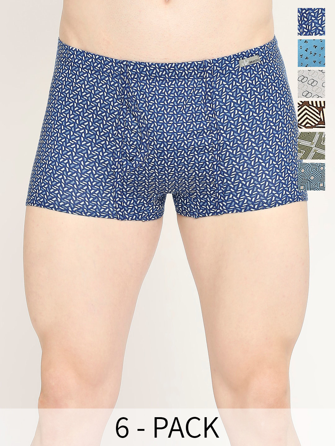 

VIP Pack Of 6 Assorted Snug Fit Pure Cotton Trunks VP-MI-TR-BRNDP-10P-PO6-95