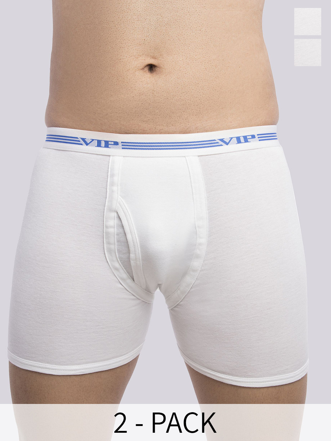 

VIP Pack Of 2 Snug Fit Pure Cotton Trunks VP-MI-TR-WHITE-10P-PO2-110