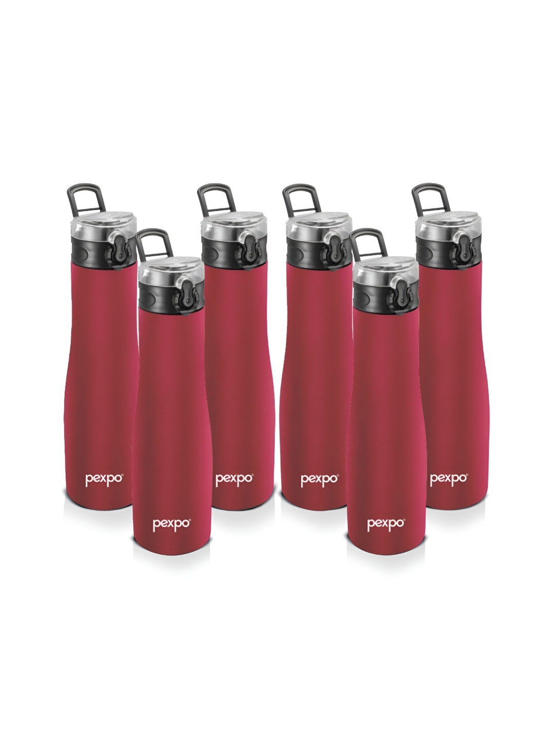 

Pexpo MONACO 6pc Sipper Cap Stainless Steel 1L Single wall Red Water Bottle, Maroon