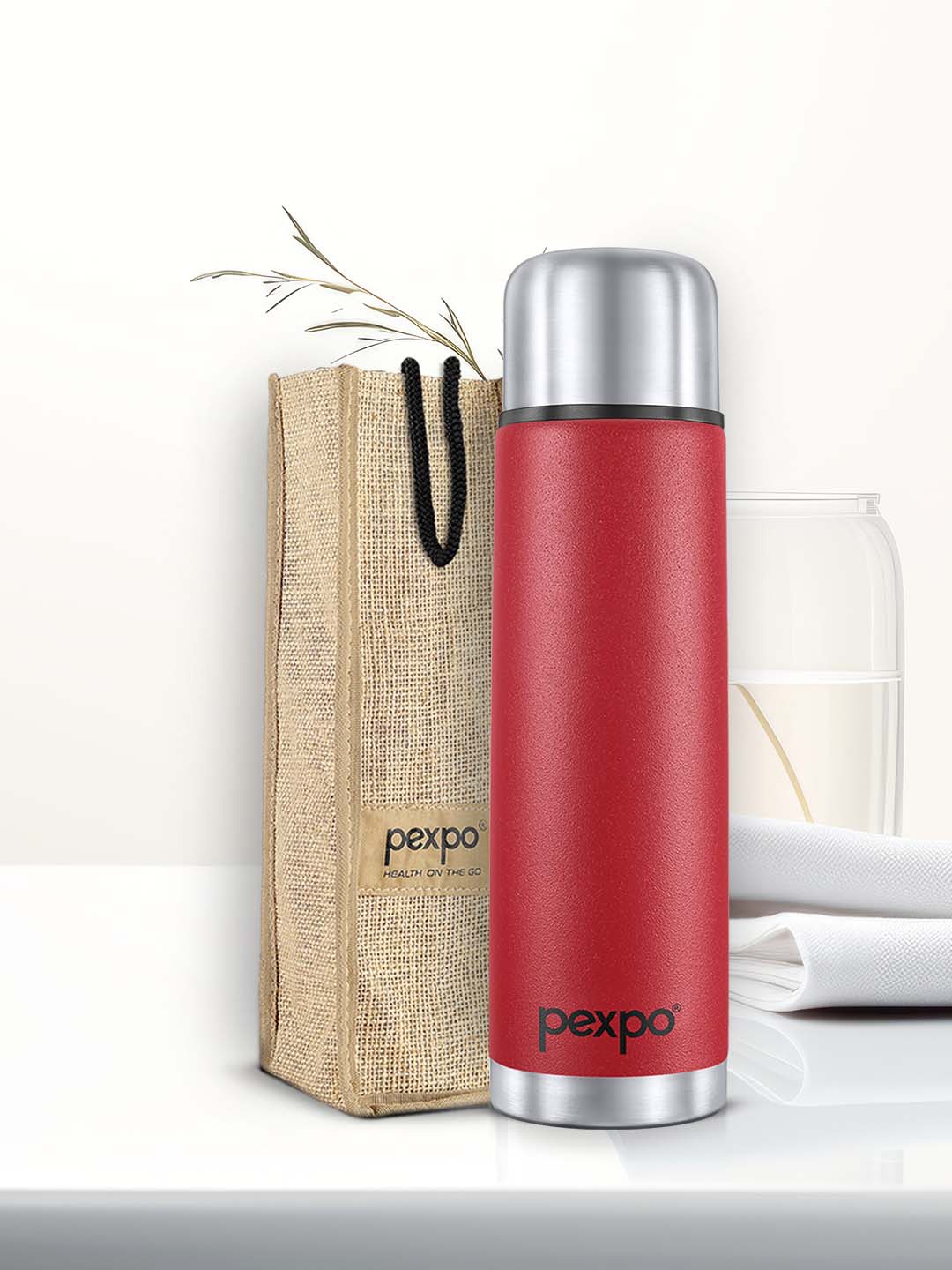 

Pexpo FLAMINGO ISI Certified Thermosteel 750ml Hot & Cold Red Insulated Bottle, Maroon