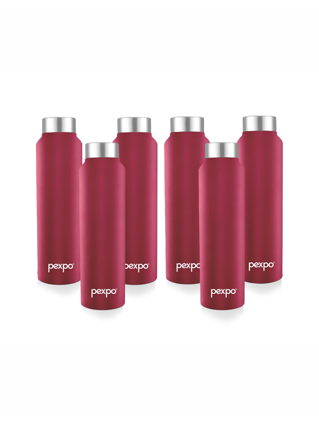 

Pexpo CHROMO 6pc Fridge Water Bottle 1000ml Single wall Red Stainless Steel, Maroon