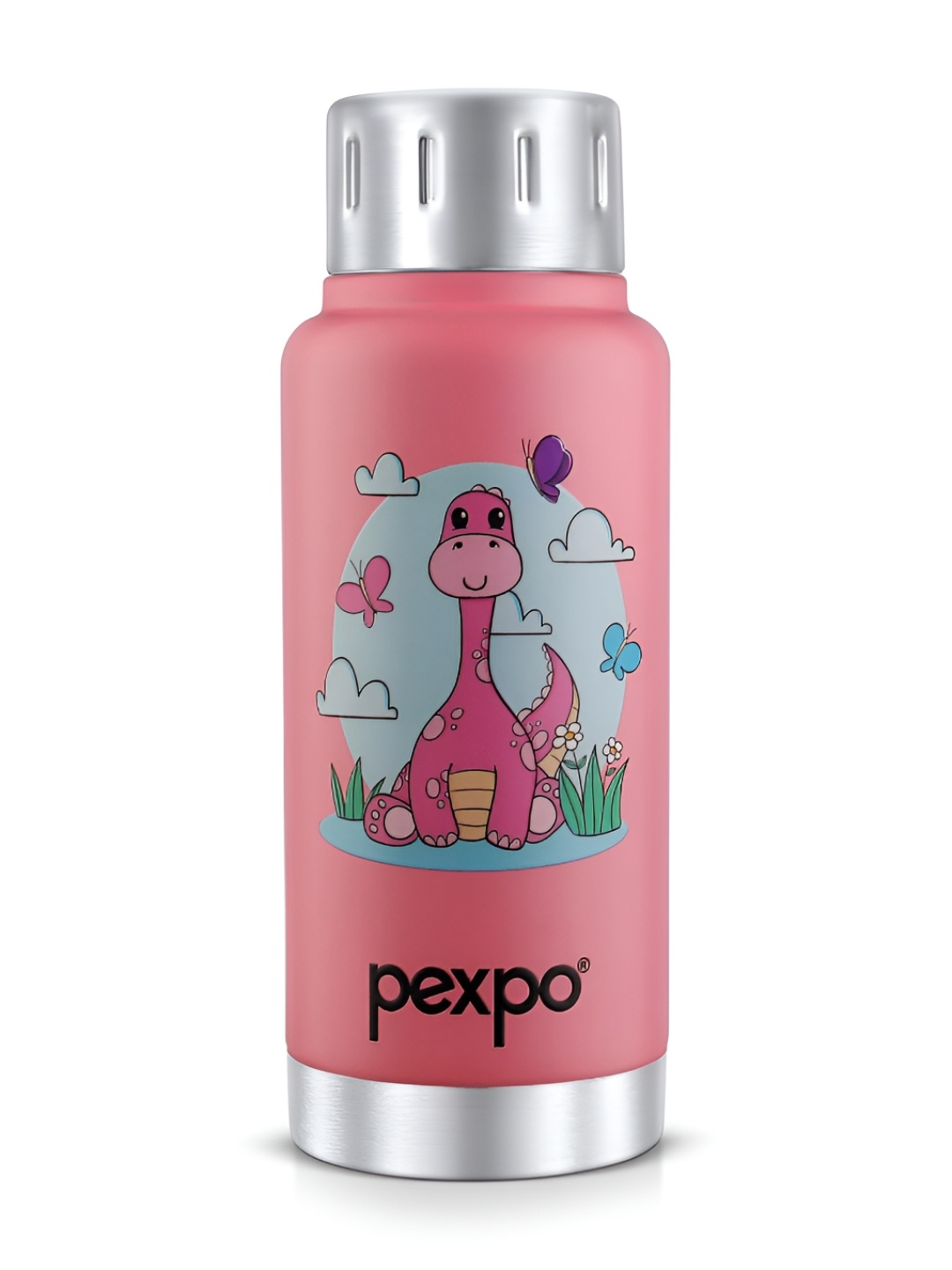 

Pexpo Thermosteel 300ml Hot & Cold Upto 6-8 Hrs UV Dinosaur(Pink) Insulated Bottle - CAMEO