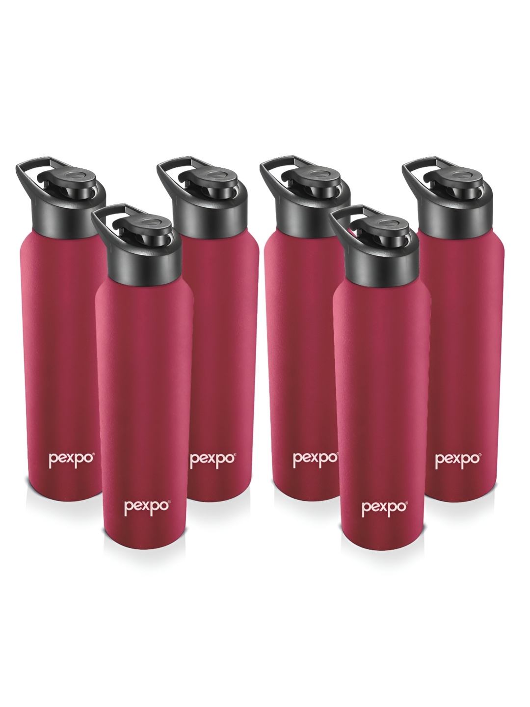 

Pexpo CHROMO 6pc Sipper Cap Stainless Steel 1L Single wall Red Water Bottle, Maroon