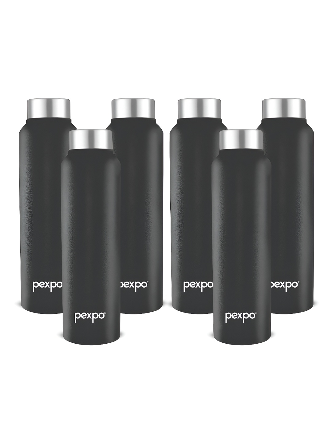 

Pexpo CHROMO 6pc Fridge Water Bottle 1L Single wall Black Stainless Steel