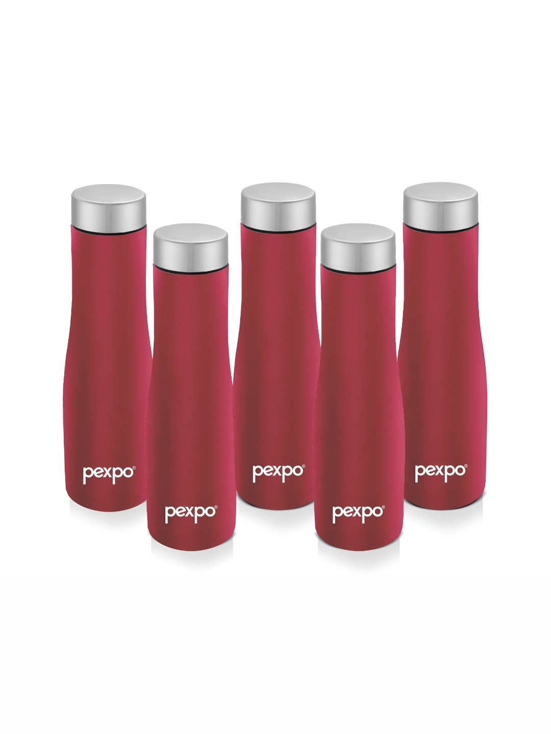 

Pexpo MONACO 5pc Fridge Water Bottle 750ml Single wall Red Stainless Steel, Maroon