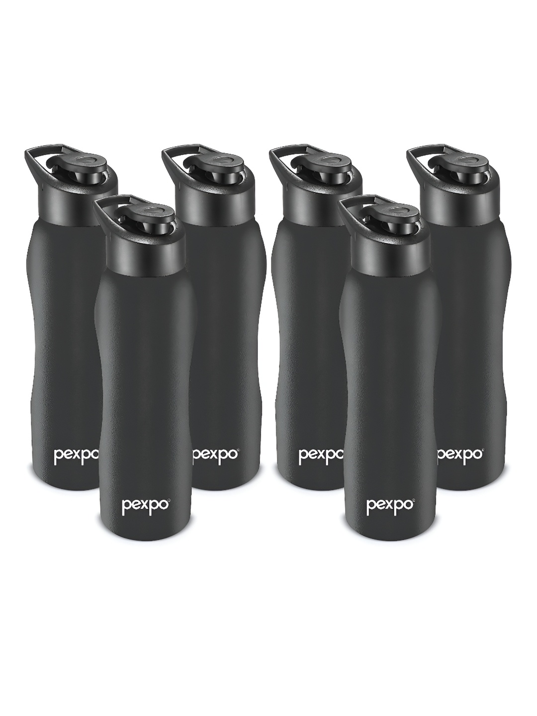 

Pexpo BISTRO 6pc Sipper Cap Stainless Steel 1L Single wall Black Water Bottle