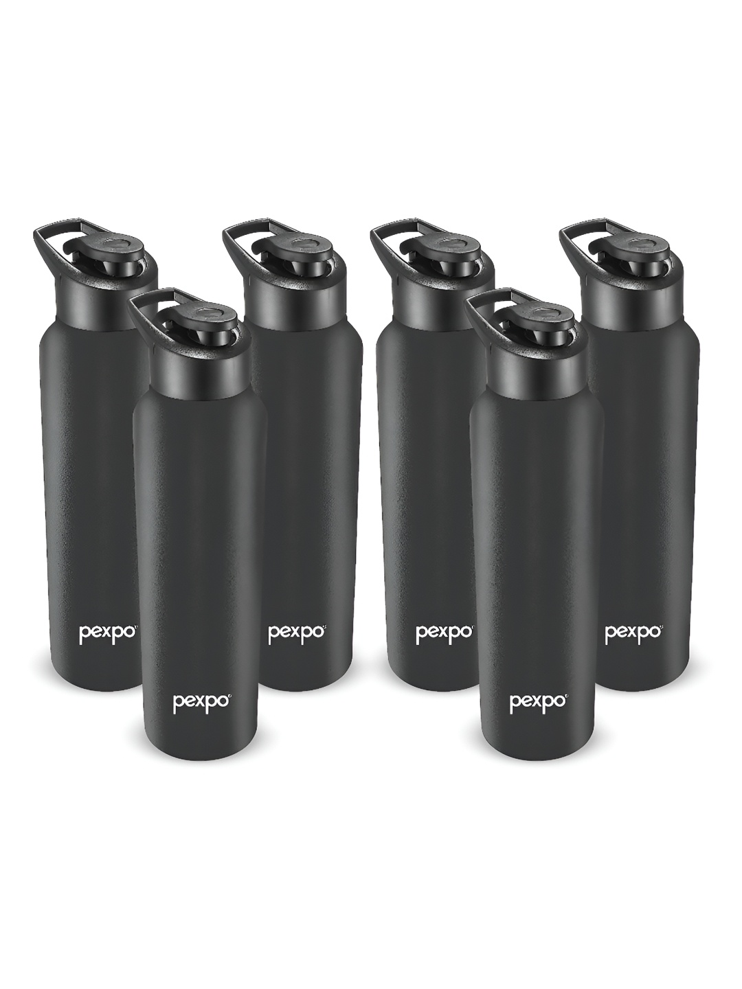 

Pexpo CHROMO 6pc Sipper Cap Stainless Steel 1000ml Single wall Black Water Bottle