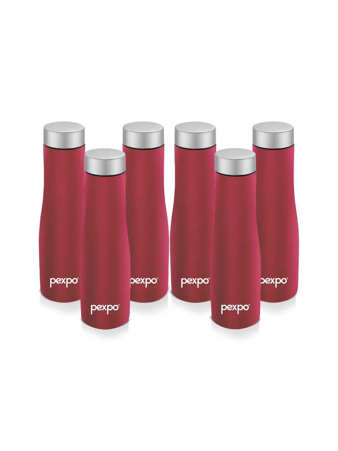 

Pexpo MONACO 6pc Fridge Water Bottle 1L Single wall Red Stainless Steel, Maroon