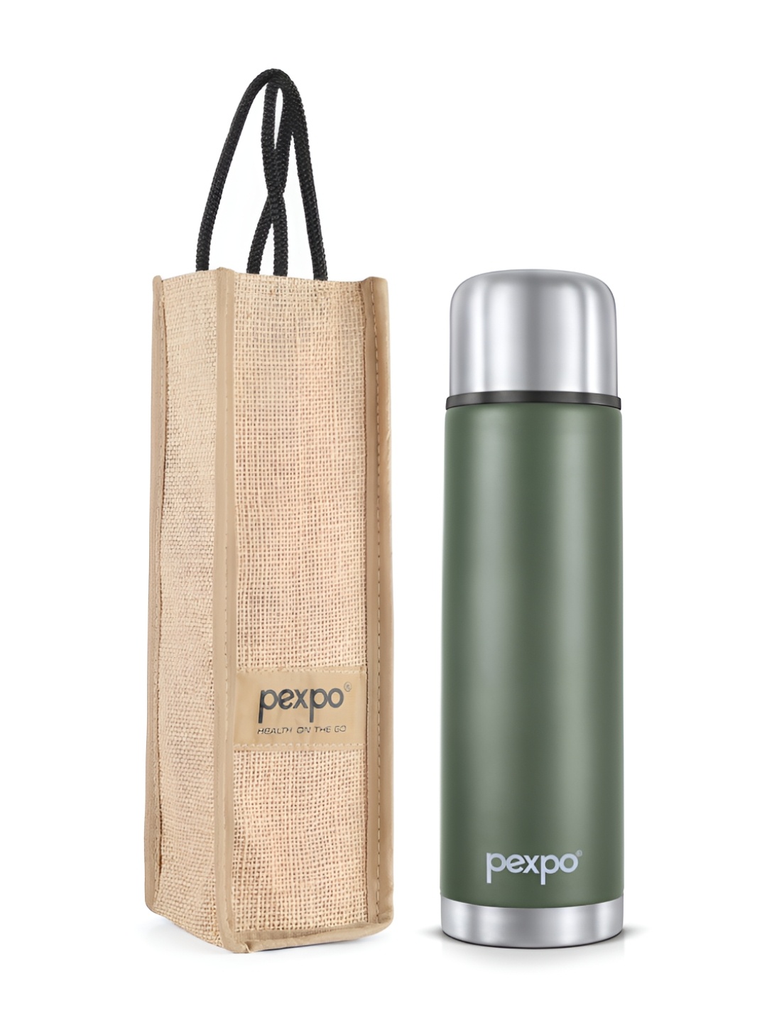 

Pexpo Military Green FLEXO-ISI Certified Thermosteel Hot & Cold Flask Water Bottle 500ml