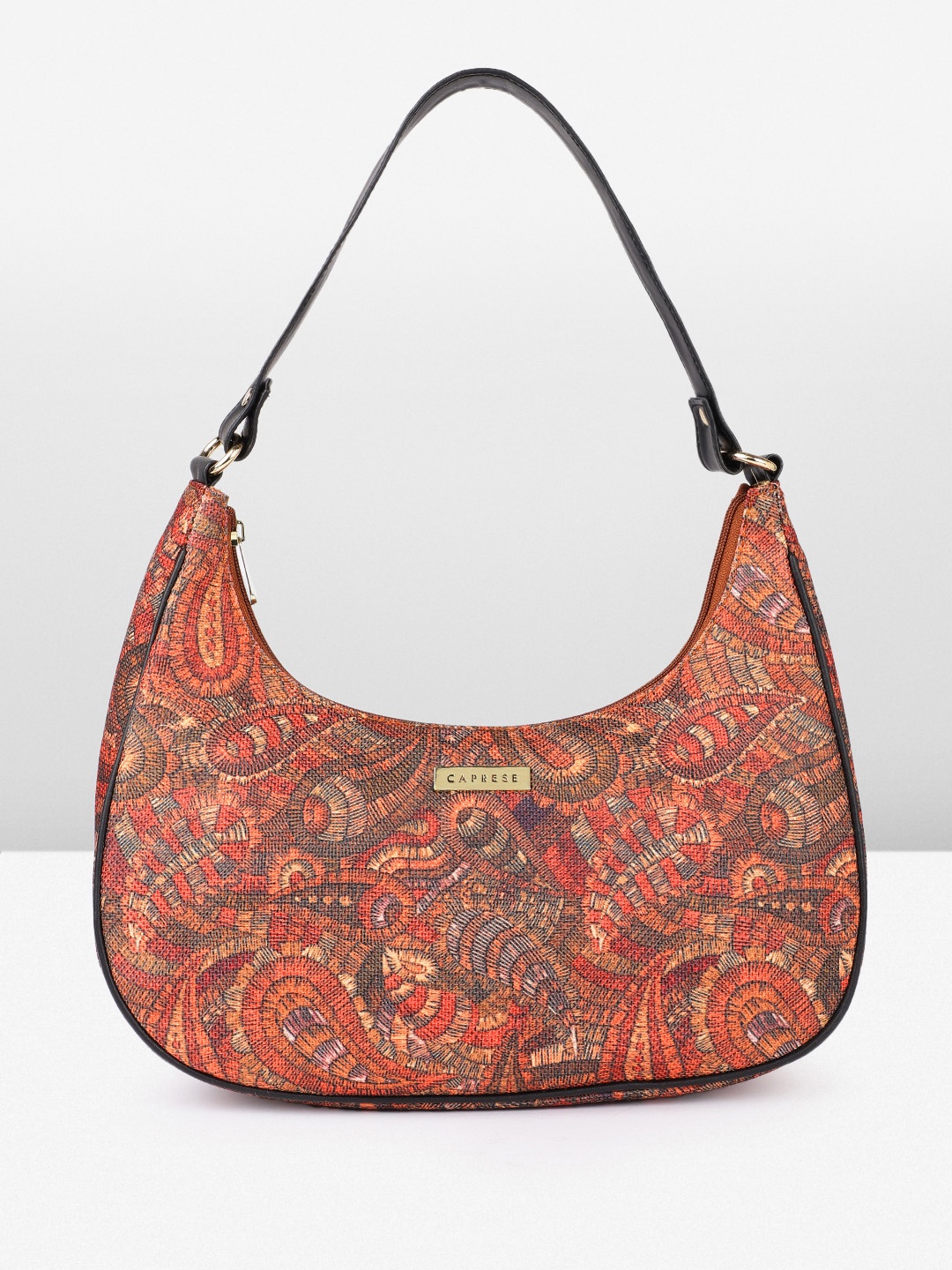 

Caprese Paisley Printed Half Moon Hobo Bag, Rust