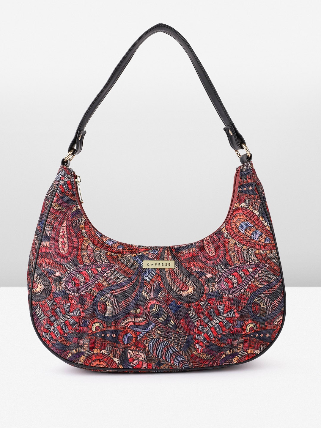 

Caprese Paisley Printed Half Moon Hobo Bag, Pink