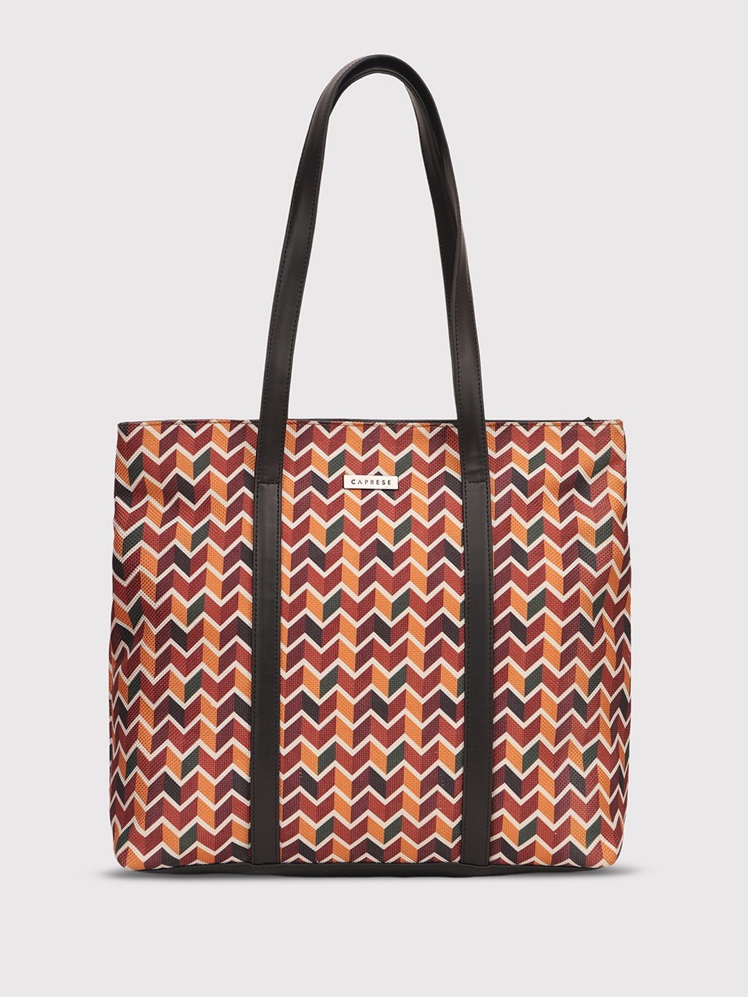 

Caprese Geometric Printed Oversized Structured Shoulder Bag, Orange