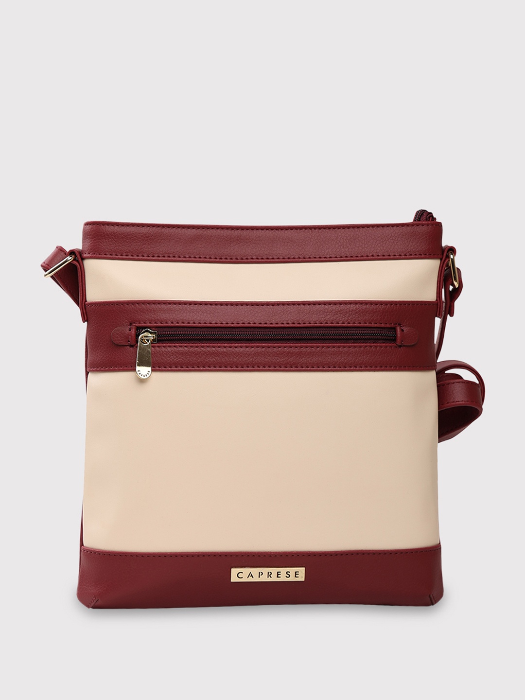 

Caprese Marciano Colourblocked Structured Sling Bag, Maroon