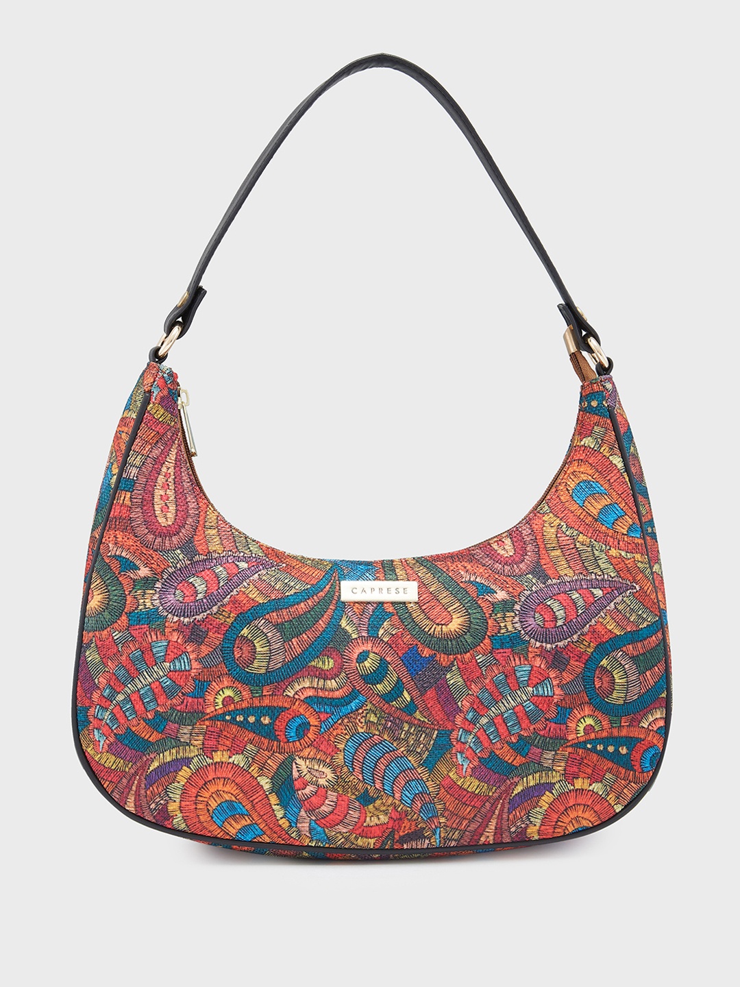 

Caprese Paisley Printed Half Moon Hobo Bag, Multi
