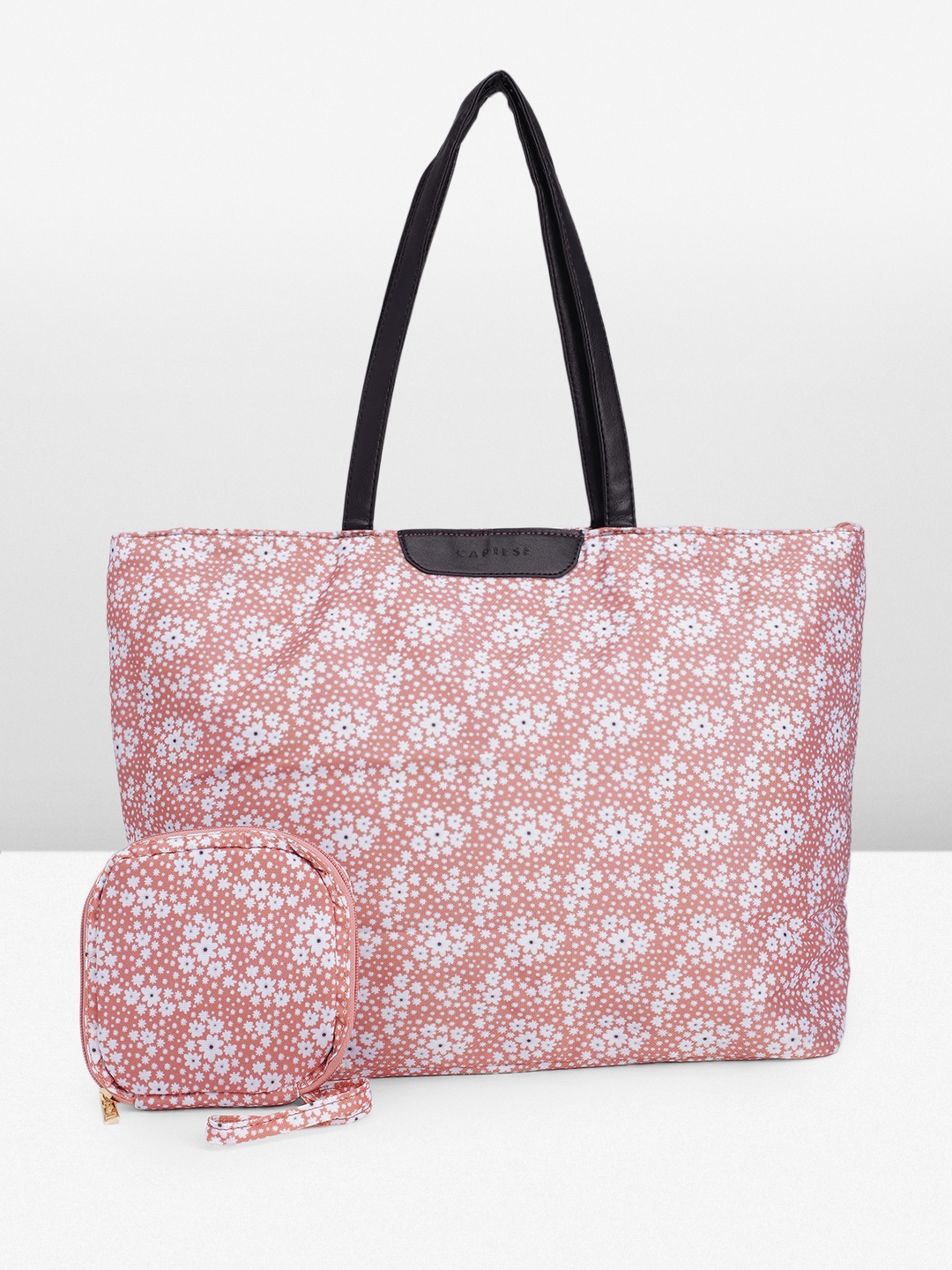 

Caprese Floral Printed Oversized Tote Bag, Pink