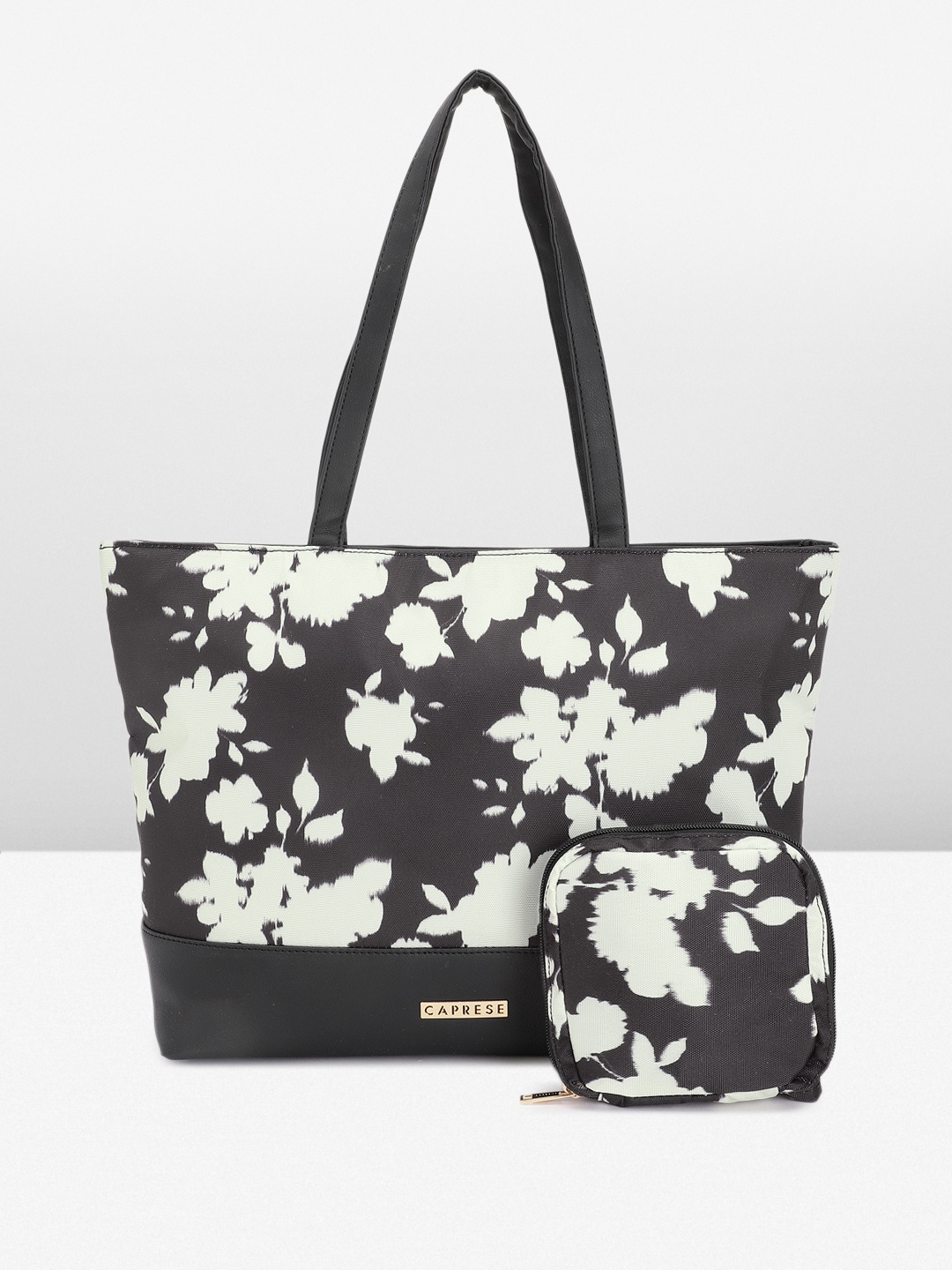 

Caprese Floral Printed Shoulder Bag with Pouch, Black