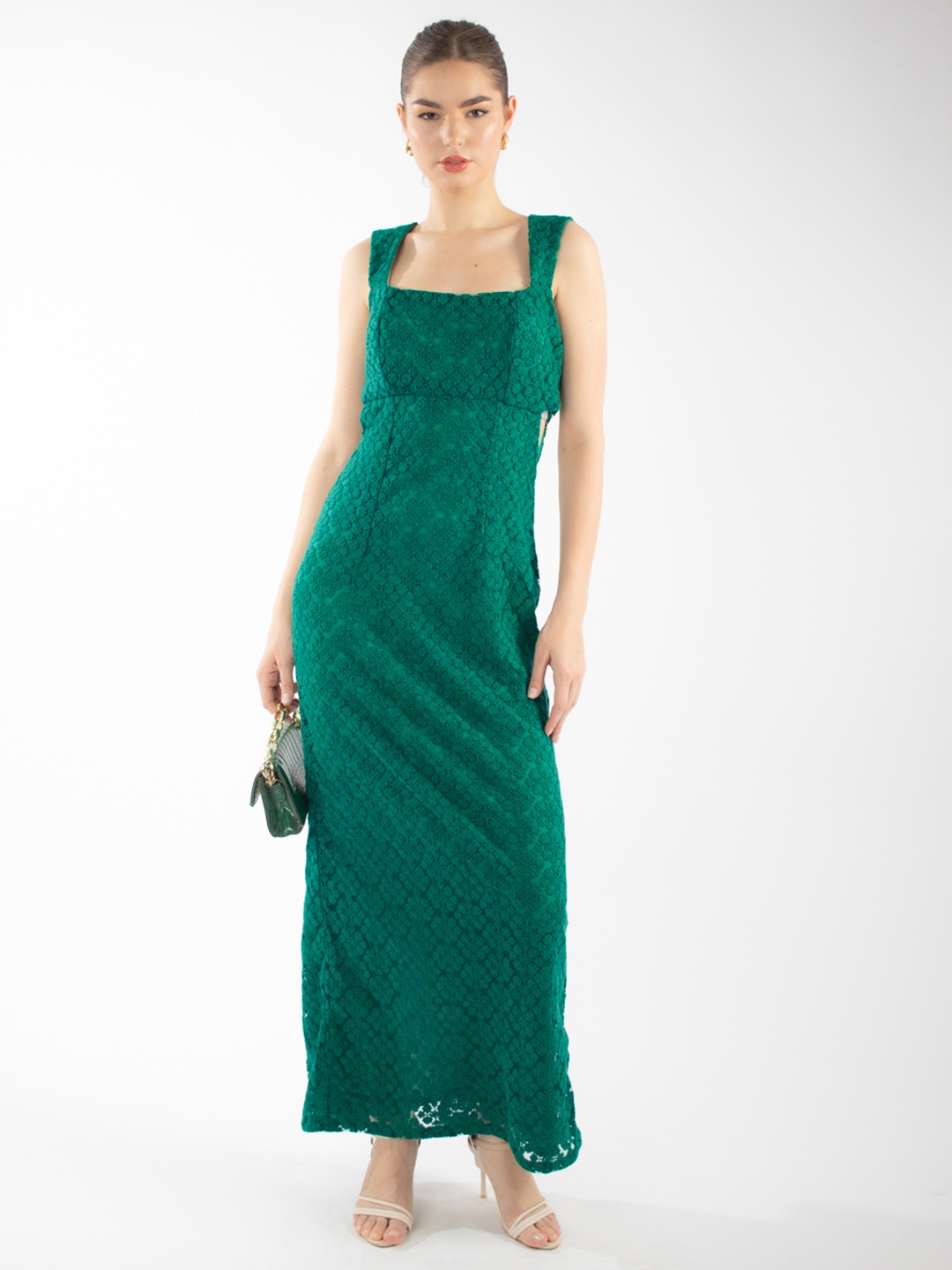 

Stylecast X Hersheinbox Shoulder Straps Self-Designed Maxi Dress, Green