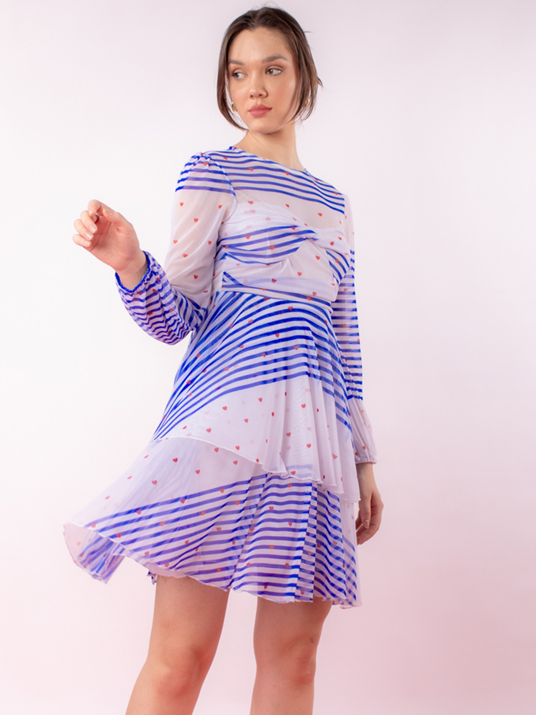 

Stylecast X Hersheinbox Puff Sleeve Layered A-Line Dress, Blue