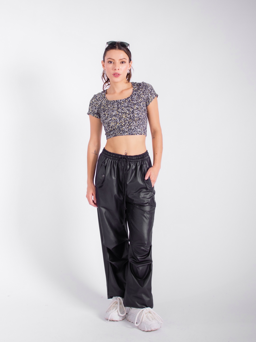 

Stylecast X Hersheinbox Printed Faux Leather Co-ords, Black