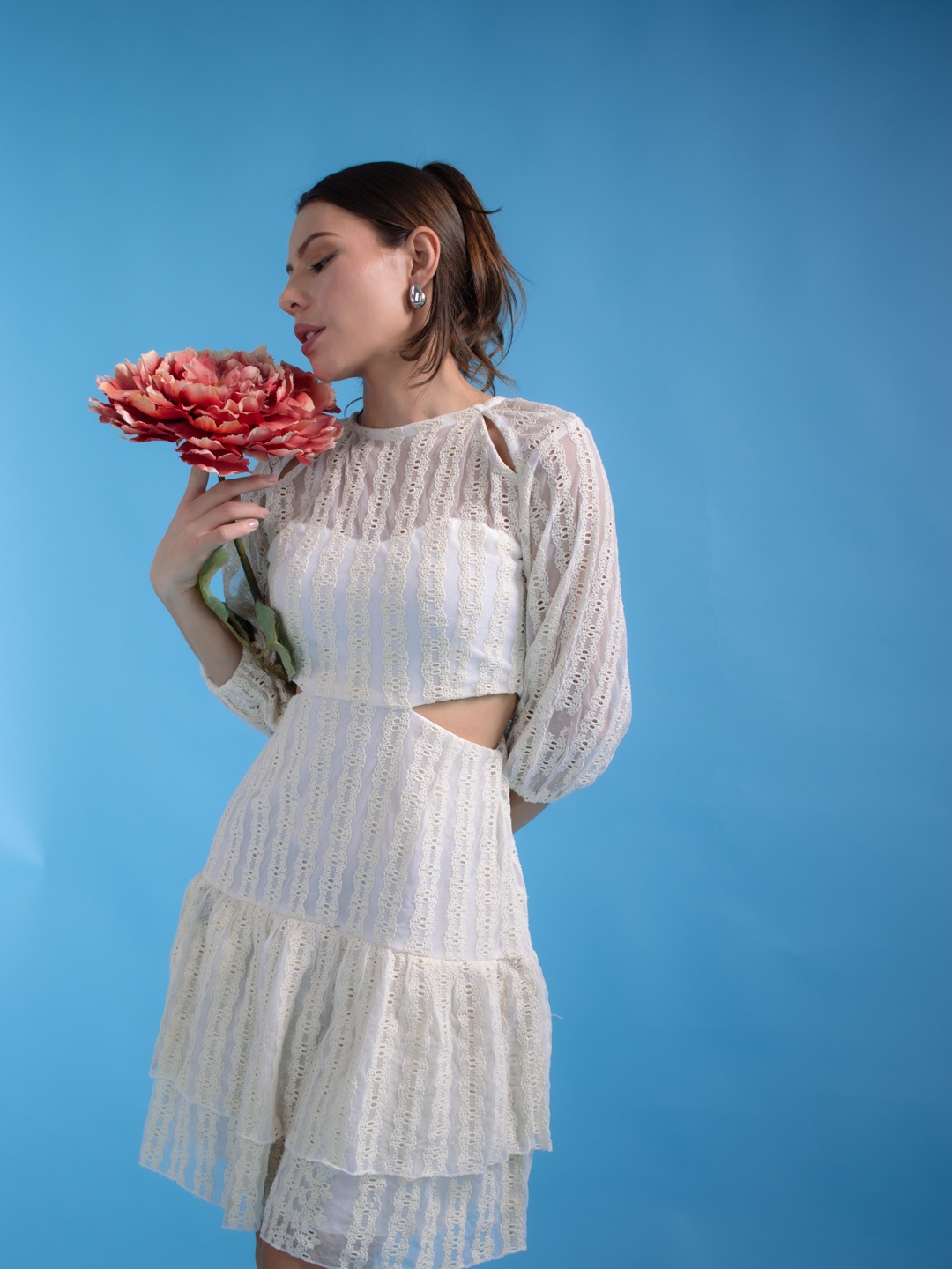 

Stylecast X Hersheinbox Floral Embroidered Net A-Line Dress, White