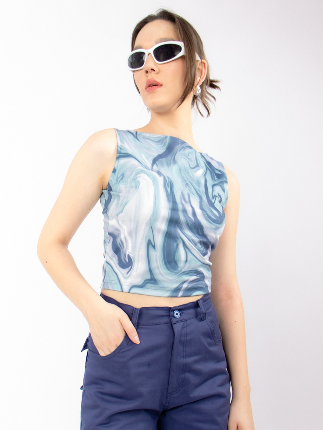 

Stylecast X Hersheinbox Printed Crop Top, Blue