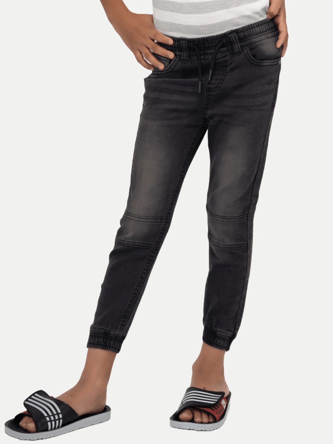 

BAESD Boys Straight Fit Washed Pure Cotton Light Fade Jeans, Black