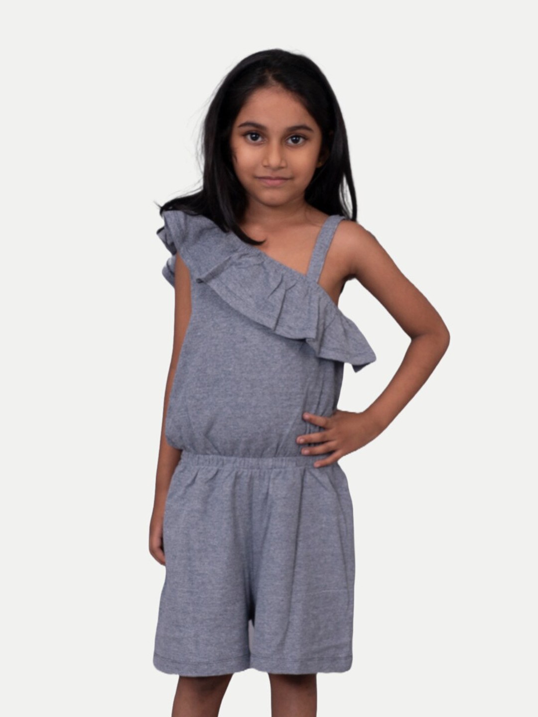 

BAESD Girls One Shoulder With Ruffles Jumpsuit, Navy blue