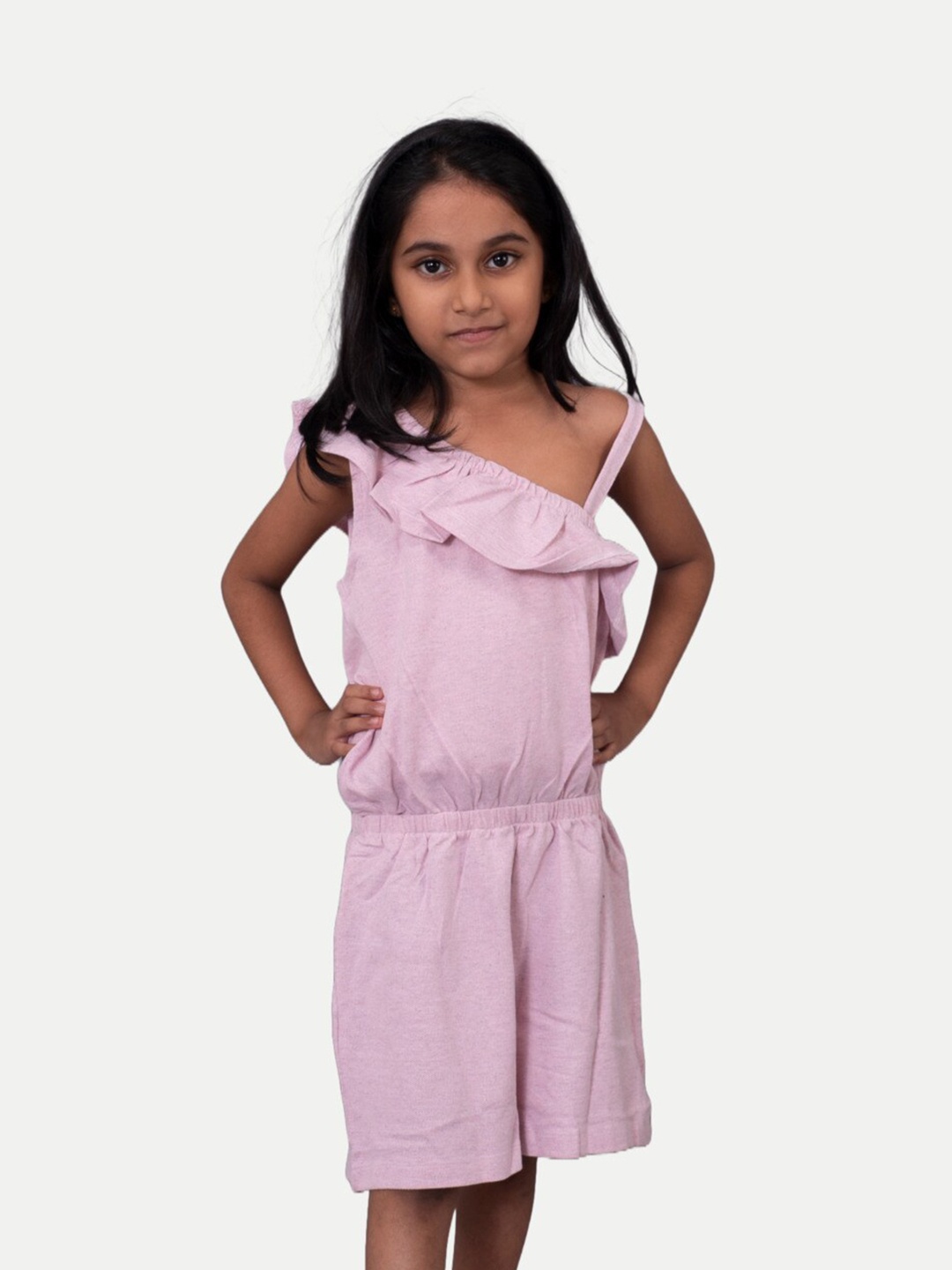 

BAESD Girls One Shoulder With Ruffles Jumpsuit, Pink