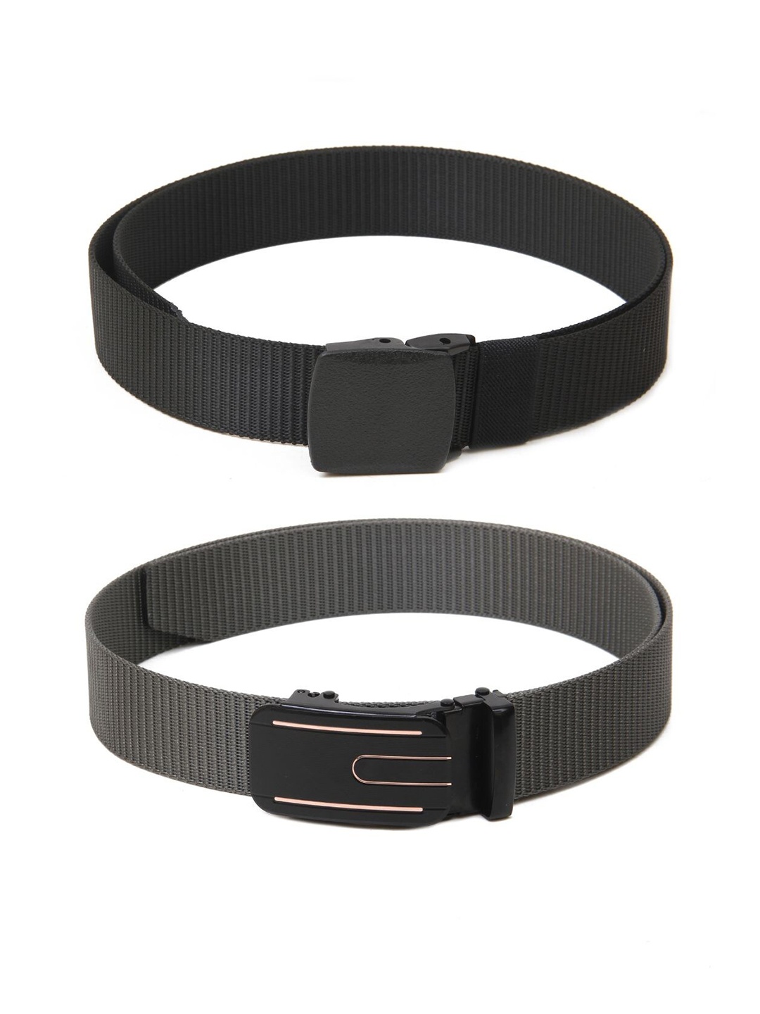 

Calvadoss Boys Set Of 2 Textured Canvas Belts, Black