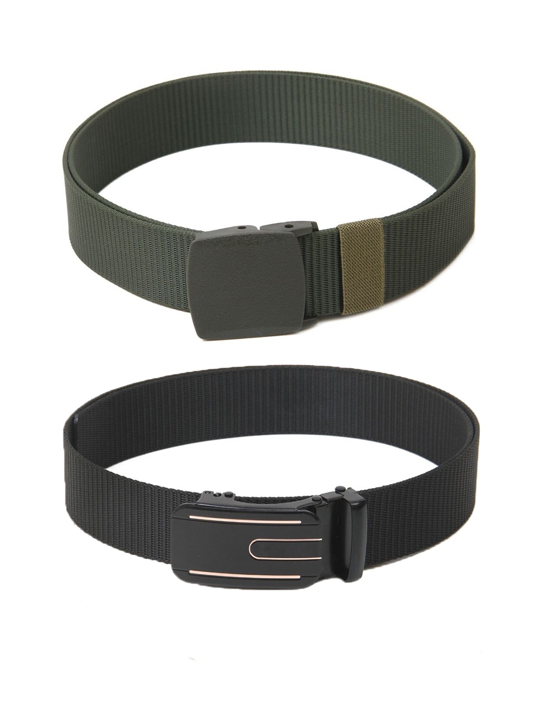 

Calvadoss Boys Set Of 2 Textured Canvas Belts, Green