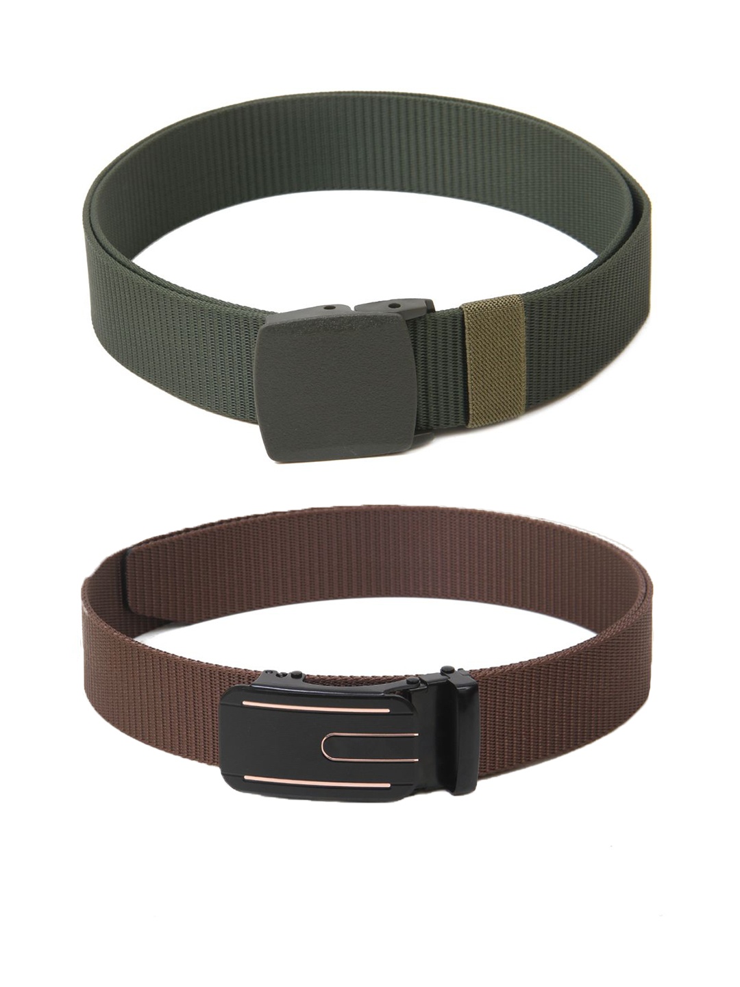

Calvadoss Boys Set Of 2 Textured Canvas Belts, Green