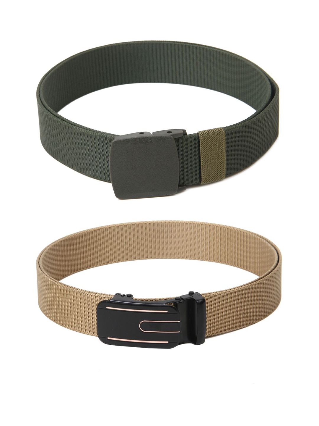 

Calvadoss Boys Set Of 2 Textured Belts, Green