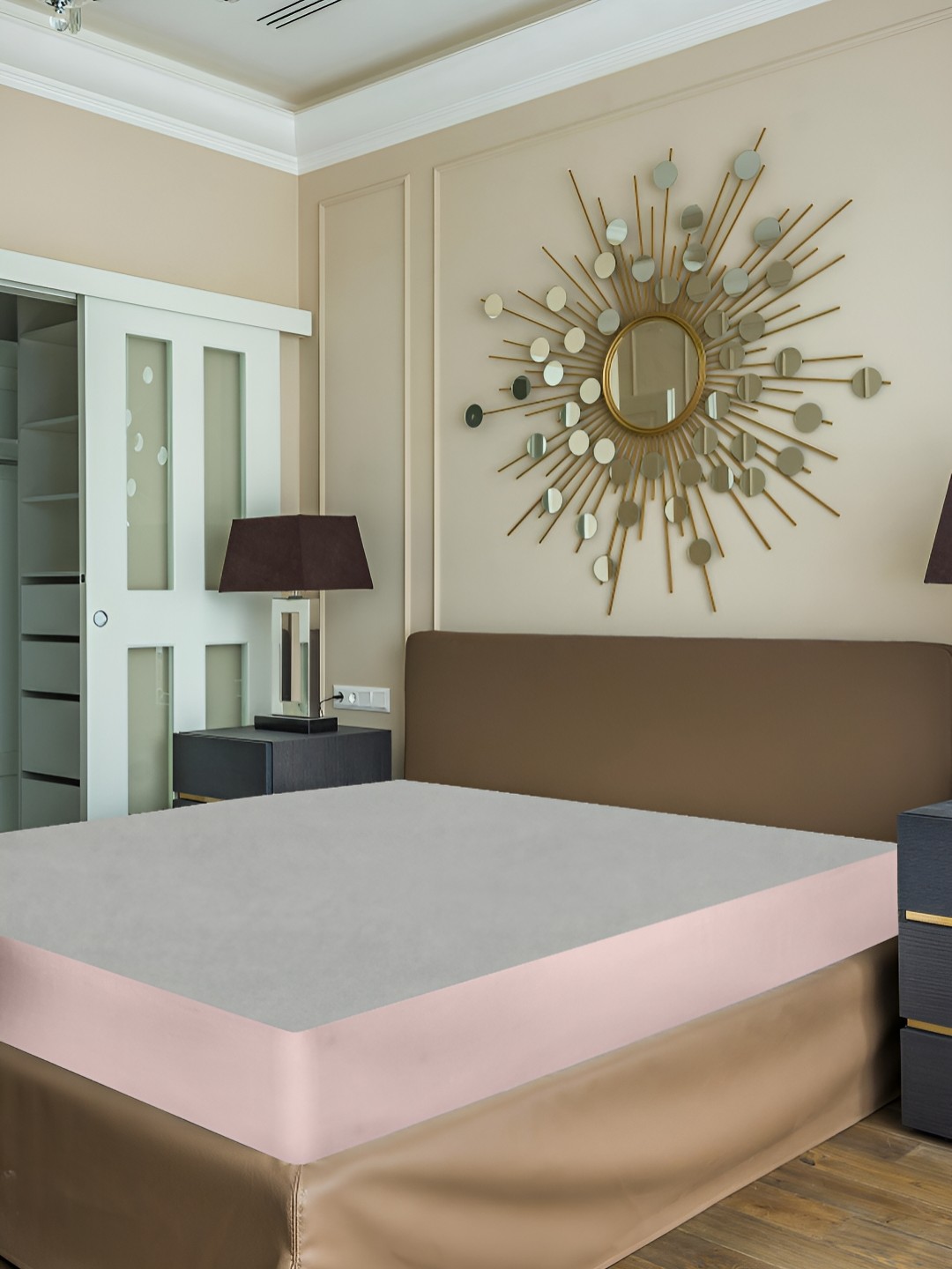 

HOME PLUS STUDIOS Pink Queen Water Resistant Mattress Protector, Grey