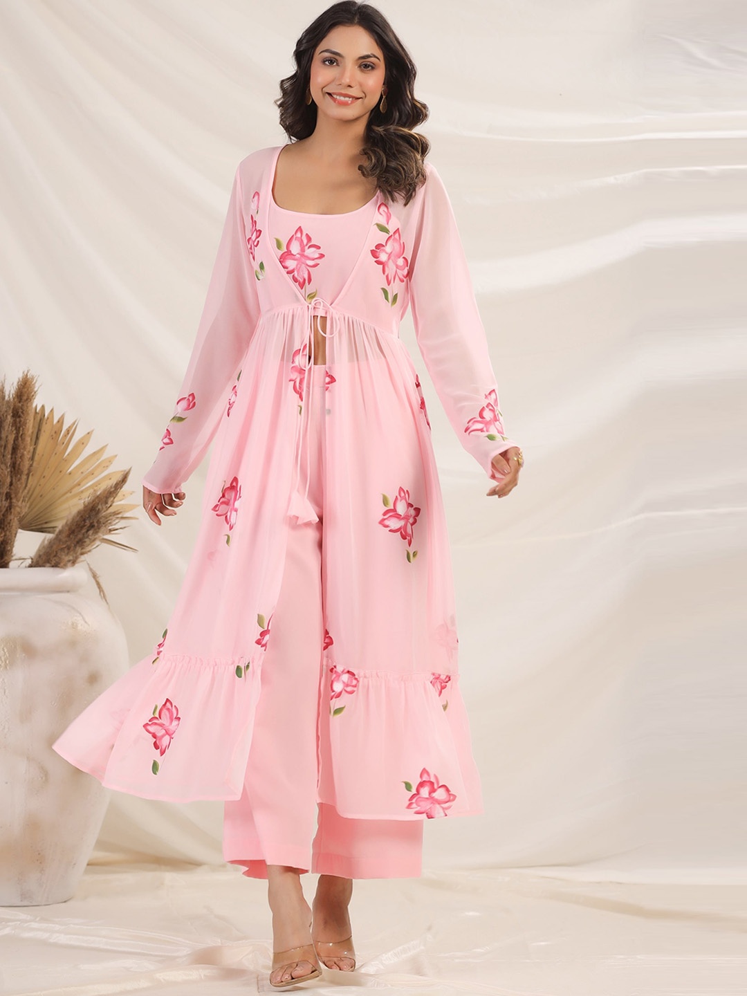 

mirari Women Floral Printed Regular Kurta With Trousers & Dupatta, Pink