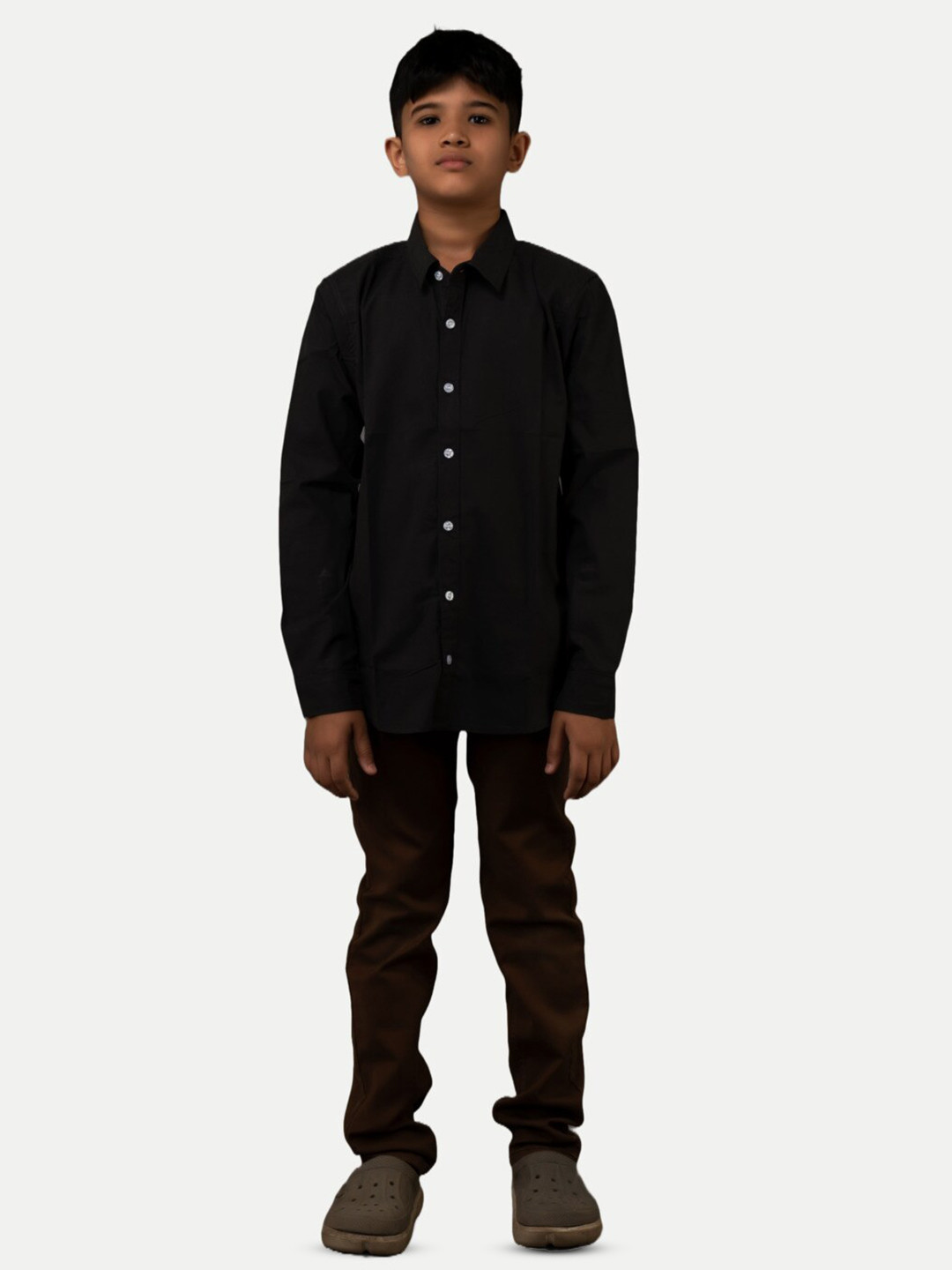

BAESD Boys Spread Collar Full Sleeves Cotton Shirt, Grey