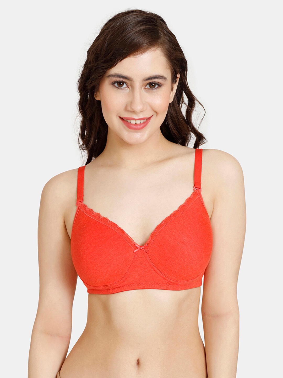 

Rosaline by Zivame Medium Coverage Lightly Padded T-shirt Bra-All Day Comfort, Red