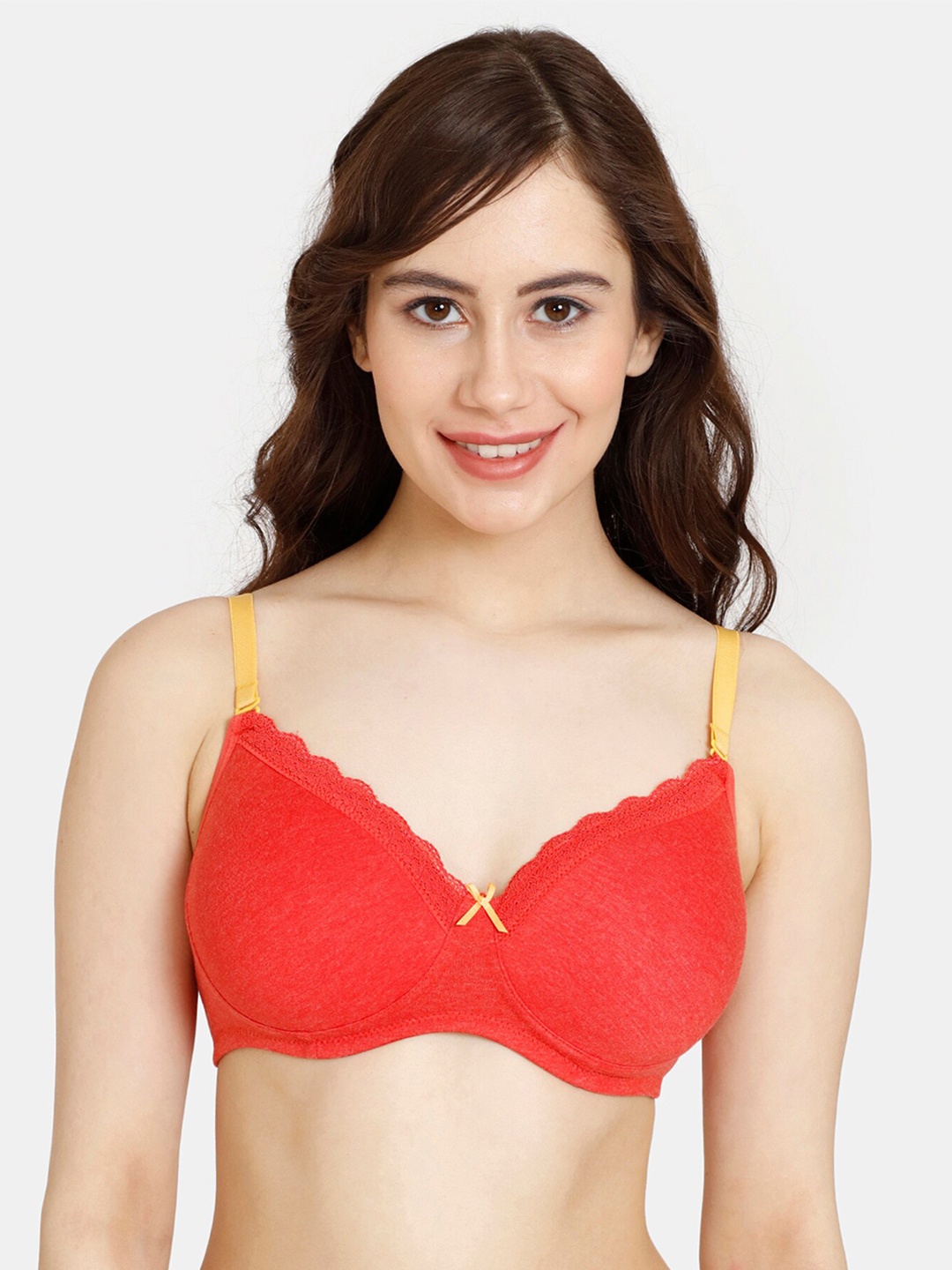 

Rosaline by Zivame Medium Coverage Lightly Padded T-shirt Bra-All Day Comfort, Red