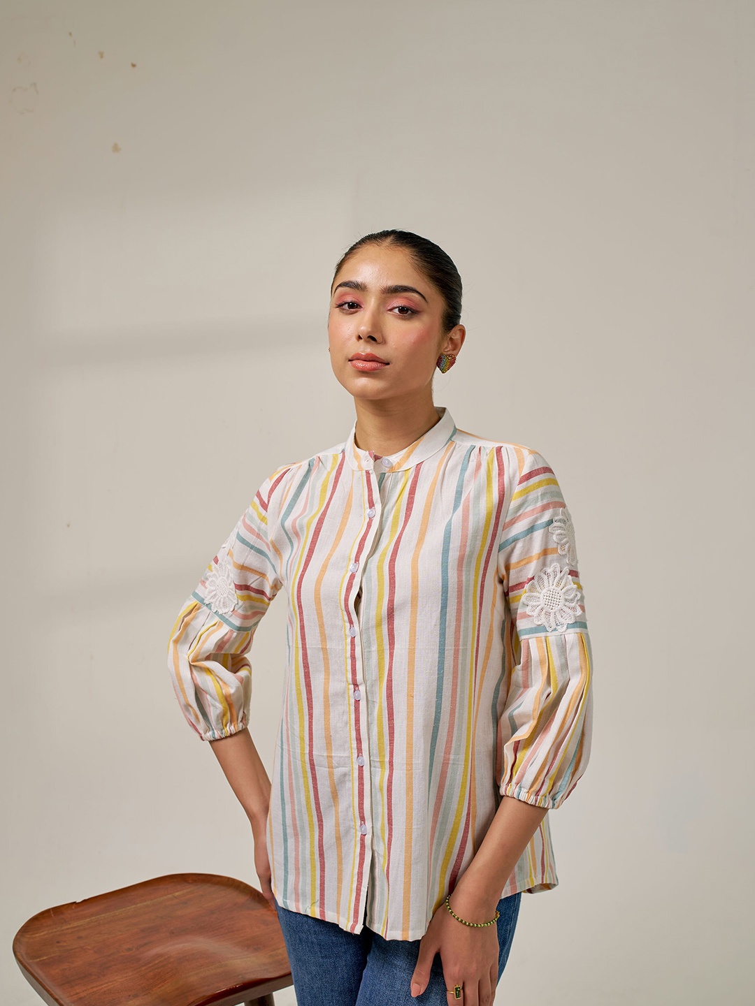 

Alaya By Stage3 Relaxed Striped Casual Top, White