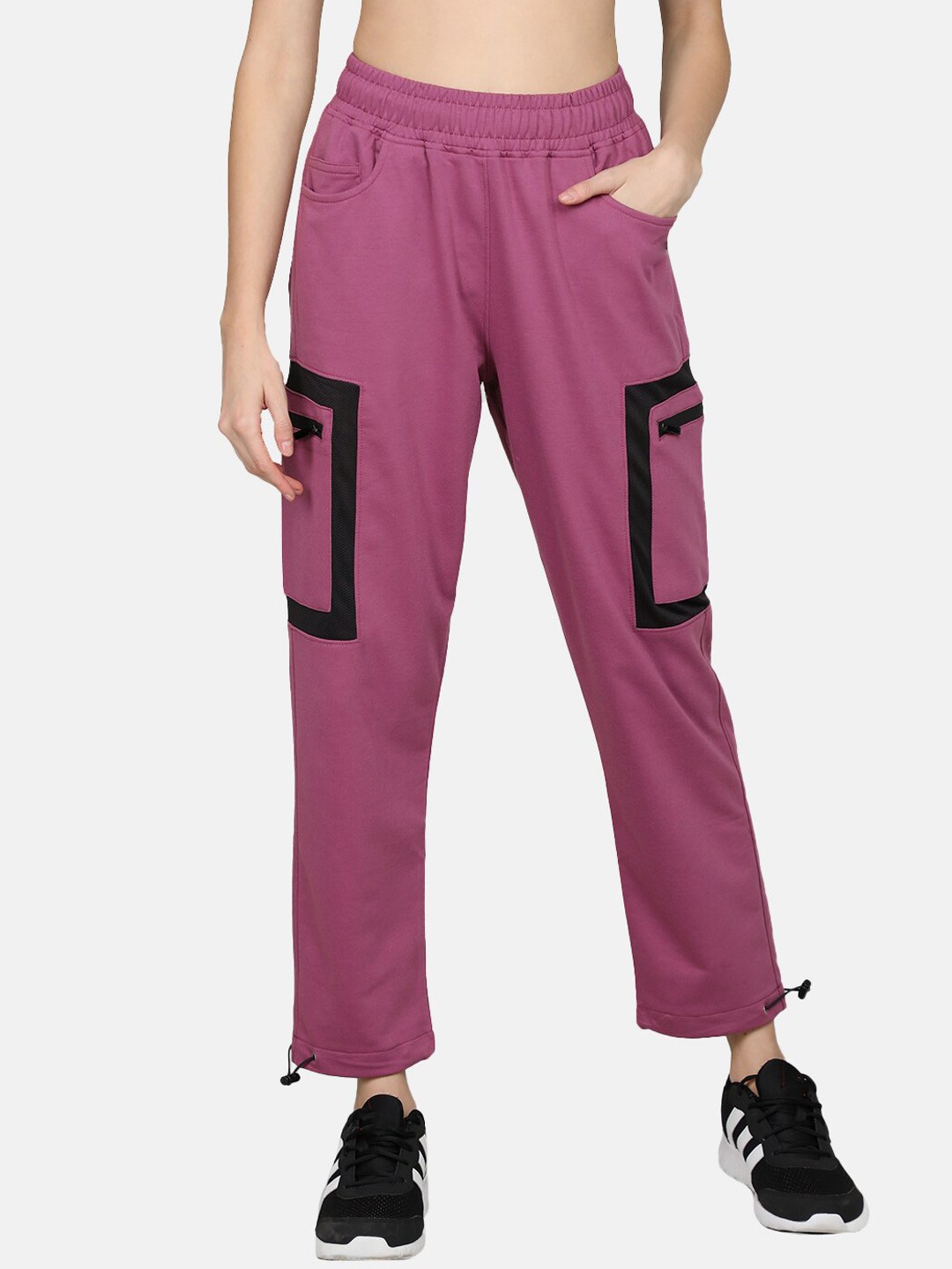 

The Roadster Lifestyle Co. Women Mid Rise Track Pants, Pink