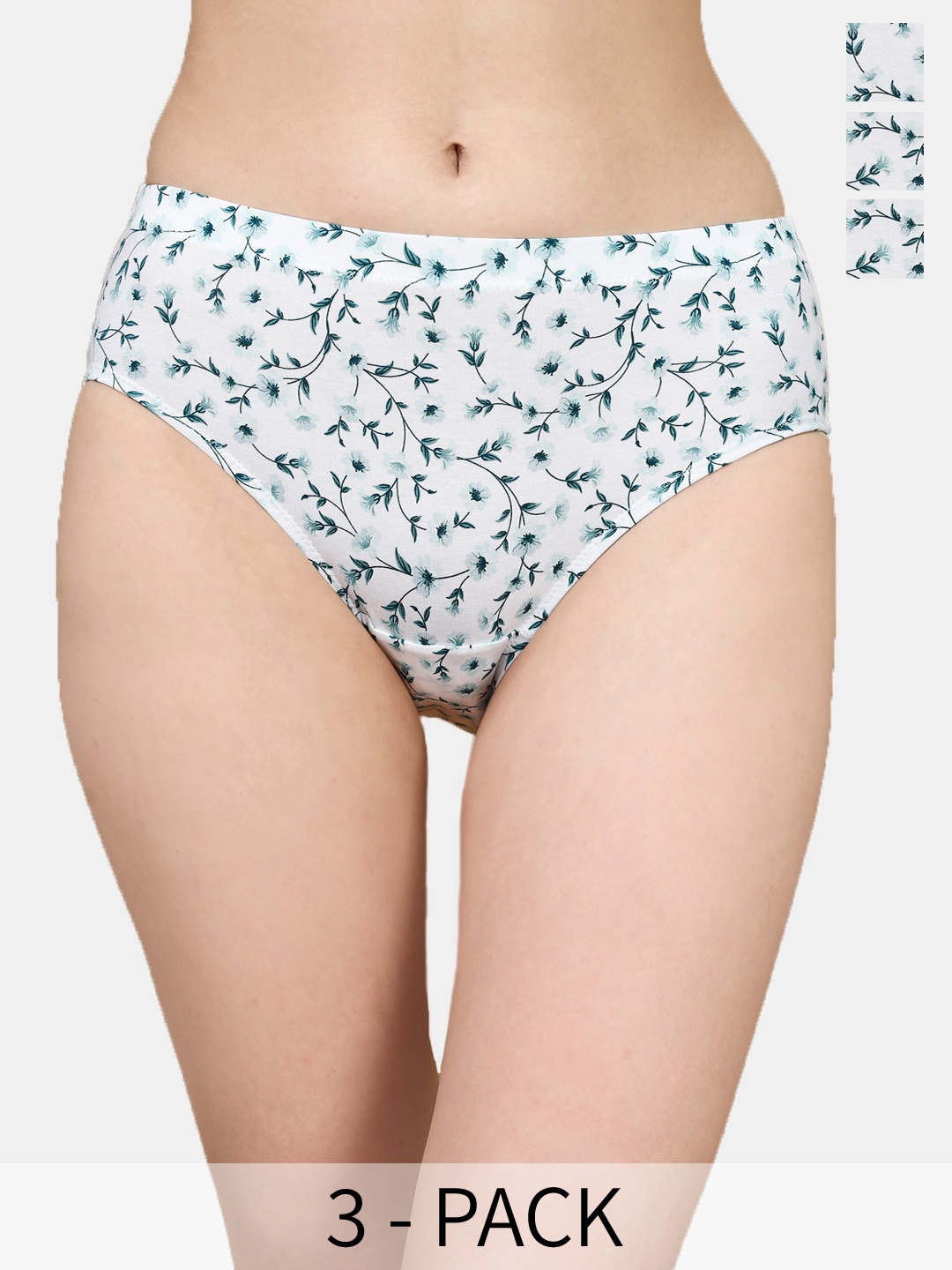

Soie Pack Of 3 Printed Hipster Briefs 3FCB-30PACK1, Green
