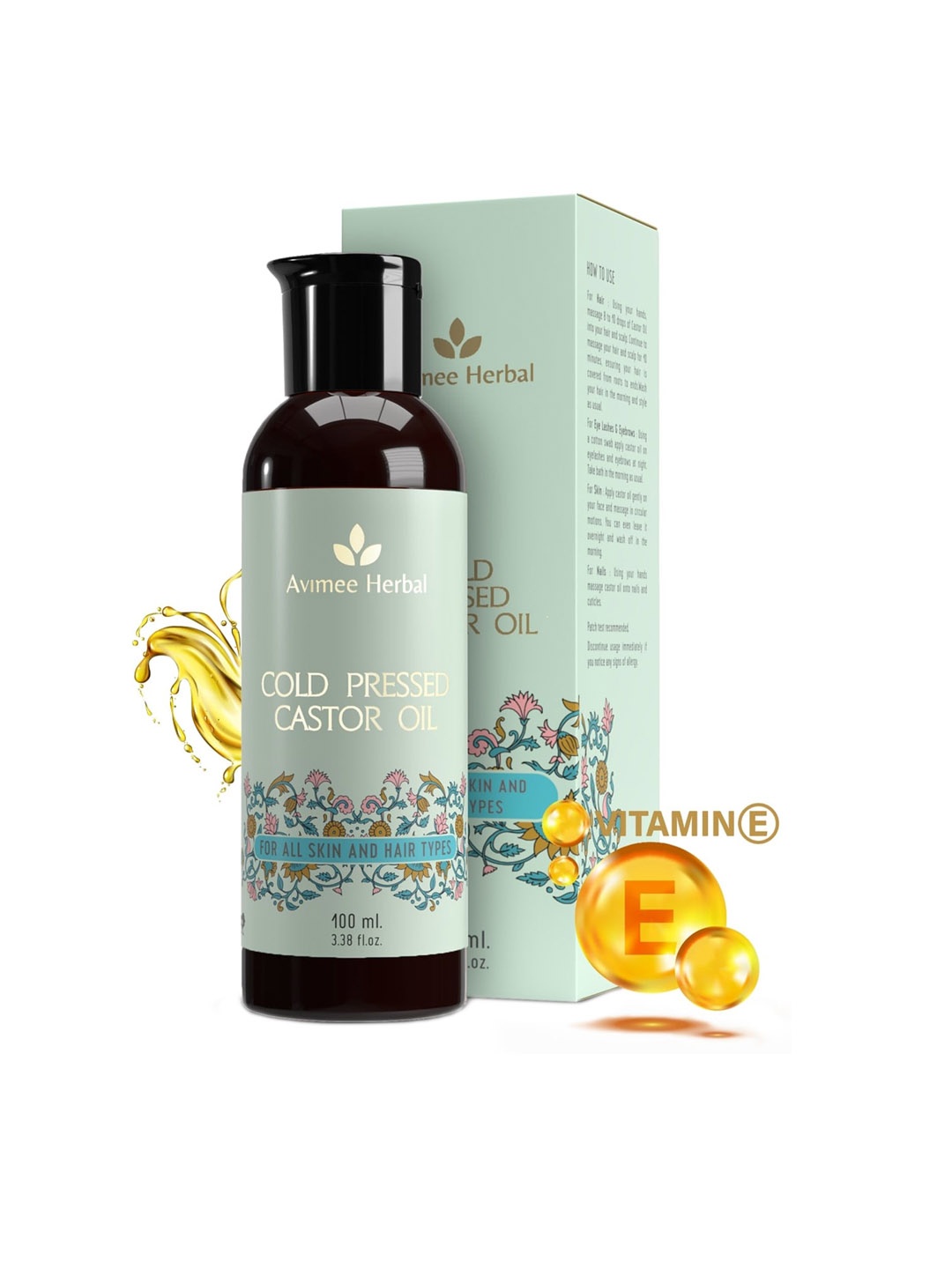 Avimee Herbal Cold Pressed Castor Oil For Skin Care-100ml, Grey