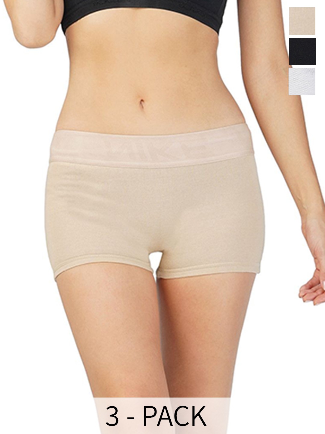 

arLa APPAREL Pack Of 3 Cotton Boy Shorts Briefs, Black