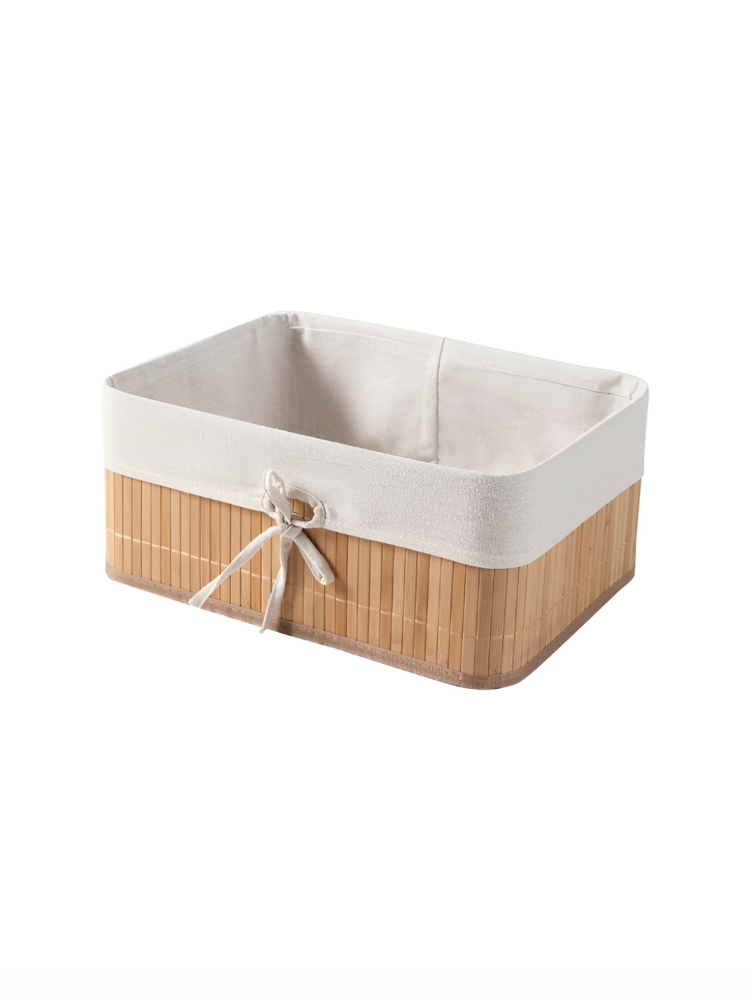 

HomeStorie Beige Eco-Friendly Foldable Natural Bamboo Storage Basket Bins Organizer