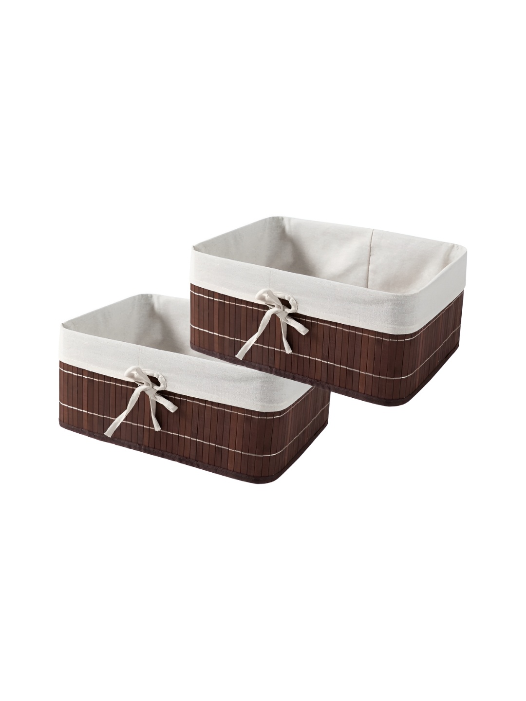 

HomeStorie Brown 2 Pcs Eco-Friendly Foldable Natural Bamboo Storage Basket Bins Organizer