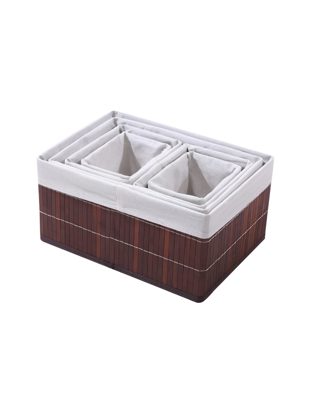 

HomeStorie Brown 6 Pcs Eco-Friendly Foldable Natural Bamboo Storage Basket Bins Organizer
