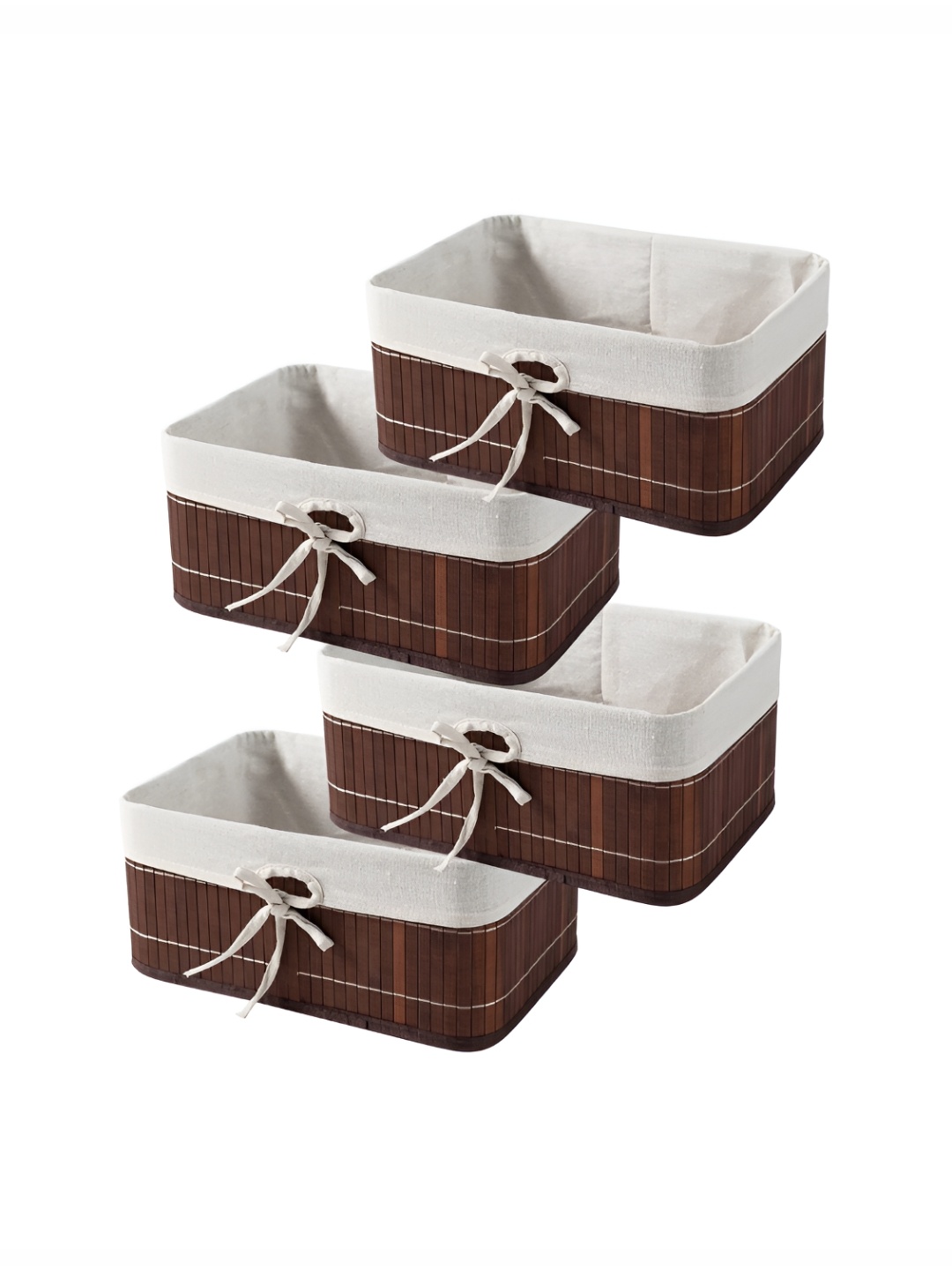 

HomeStorie Brown 4 Pcs Eco-Friendly Foldable Natural Bamboo Storage Basket Bins Organizer