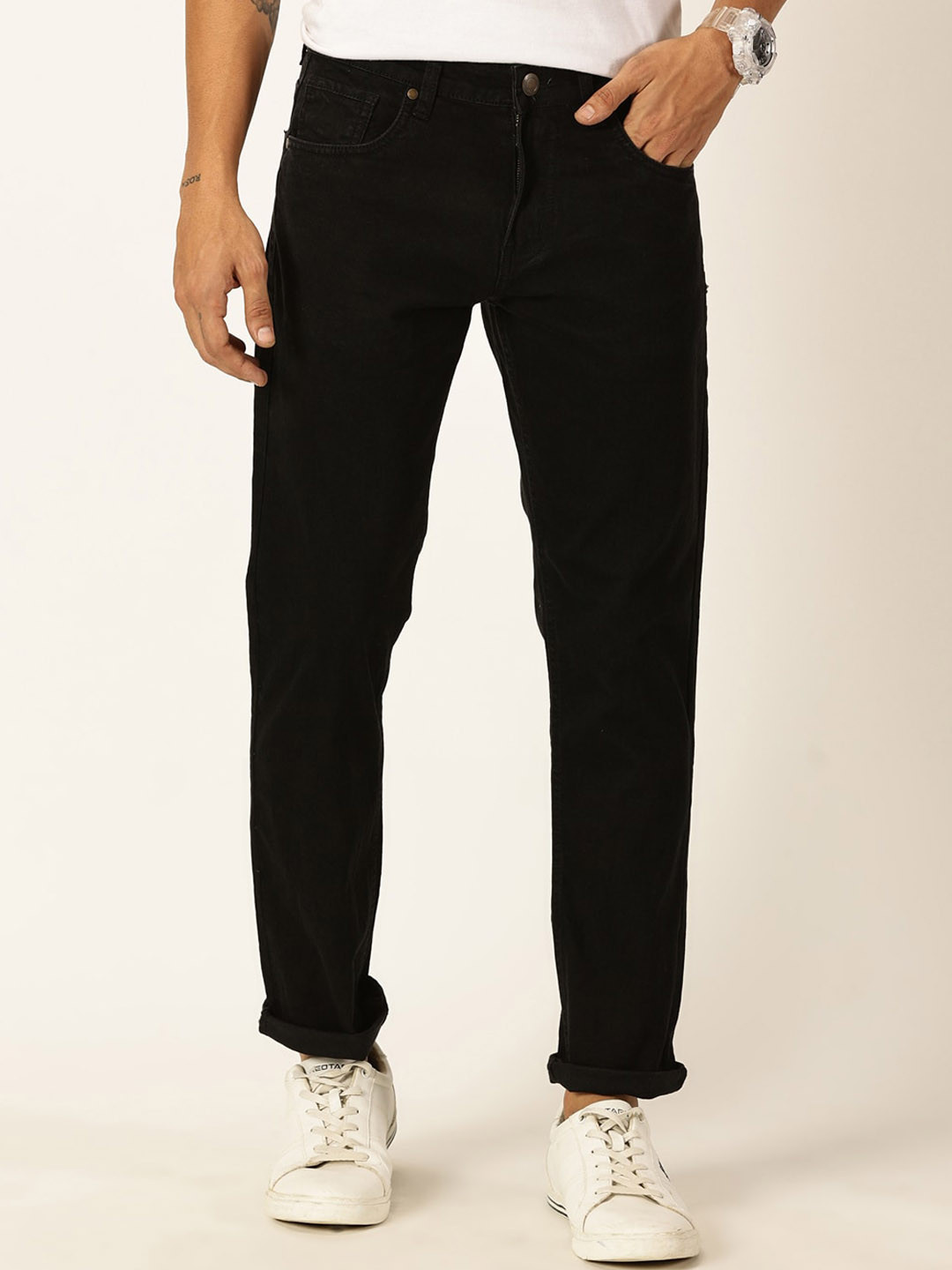 

Mast & Harbour Men Clean Look Smart Stretchable Jeans, Black