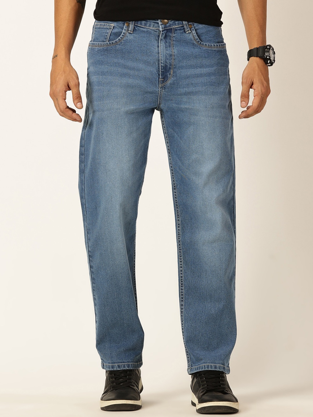 

Mast & Harbour Blue Men Mid-Rise Smart Relaxed Fit Light Fade Stretchable Jeans