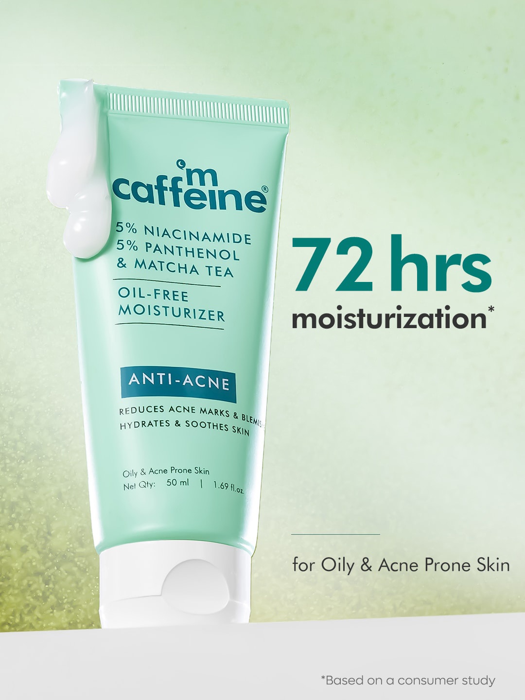 

MCaffeine 5% Niacinamide 5% Panthenol & Matcha Tea Oil Free Anti-Acne Moisturizer - 50ml, Green
